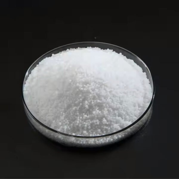 Close-up of high-nitrogen urea fertilizer granules with uniform crystalline texture