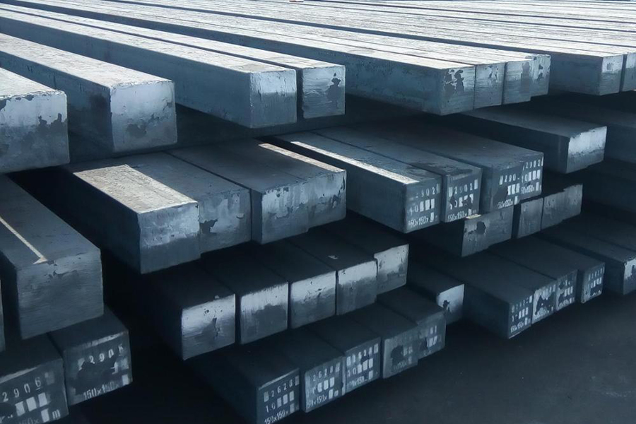 steel blooms stacked on top of each other
