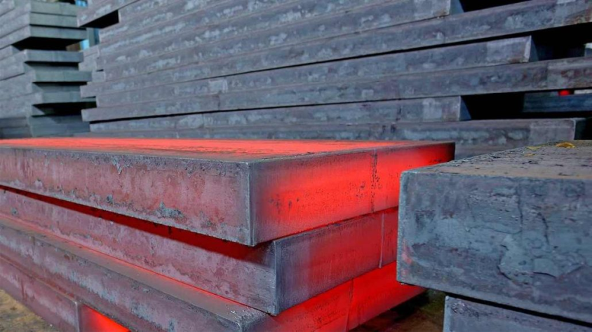 a stack of red hot steel stabs