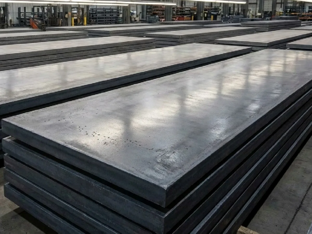 shiny steel slabs on top of each other