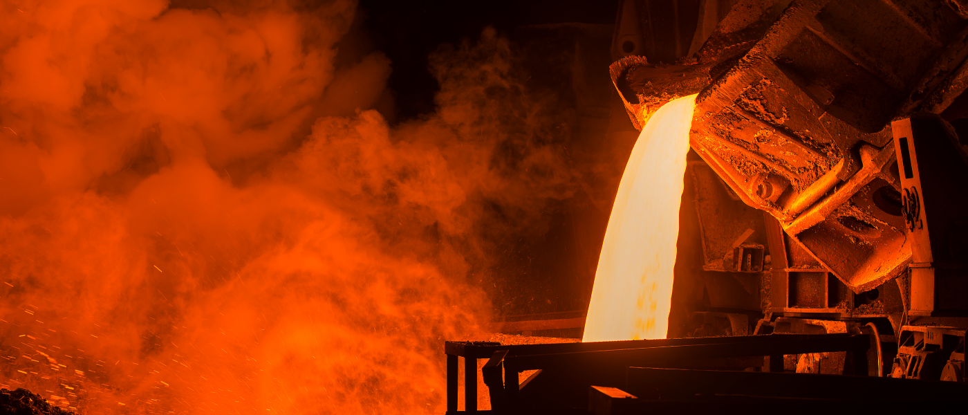 liquid metal being poured from a crucible