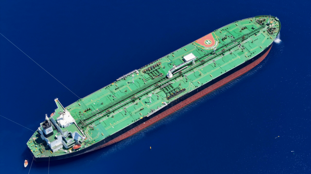 a bitumen carrier ship in the middle of the sea